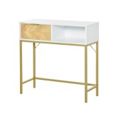 HOMCOM comoda din lemn, 80 x 30 x 80.5 cm, alb si auriu | Aosom Romania