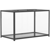 PawHut Cușcă pentru hamster din acrilic și metal cu bază ad&acirc;ncă, capac rabatabil, ventilații laterale, 80x45x50,5cm, negru | Aosom Romania