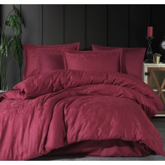 Lenjerie pentru pat dublu Clasy, cu 4 fete de perna, Deluxe Jacqard Hemera Bordeaux