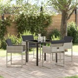 vidaXL Set de masă pentru grădină 5 pcs Gri deschis poliratan