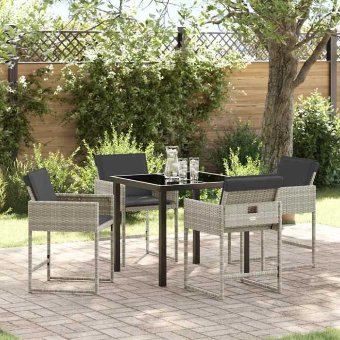 vidaXL Set de masă pentru grădină 5 pcs Gri deschis poliratan 3380733