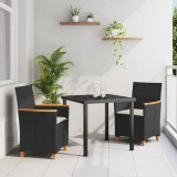 vidaXL Set de masă pentru grădină 3 pcs Negru poliratan 3381086