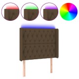 Cumpara ieftin Tablie de pat cu LED, maro inchis, 93x16x118/128 cm, textil