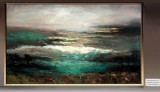 Peisaj abstract semnat tablou living, tablou decorativ, Pictura moderna 71x151cm