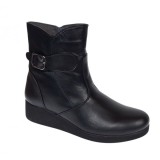 Ghete dama din piele naturala cu fermoar imblanite Orto Negru MVS50ORT