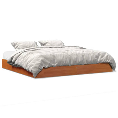Cadru de pat, maro ceruit, 200x200 cm, lemn masiv de pin GartenMobel Dekor foto