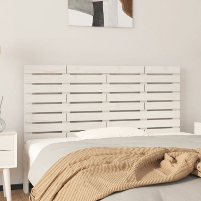 vidaXL Tăblie de pat pentru perete, alb, 146x3x63 cm, lemn masiv pin foto