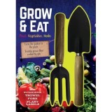 Set Cutie "Grow and Eat" - Carte Retete, Unelte Gradina (Tasa, Furca, Etichete Plante), Cultivare Ingrediente, Pentru Home Cooks
