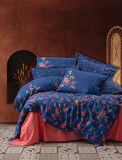 Lenjerie de pat pentru o persoana (FR), Emery - Dark Blue, Cotton Box, Bumbac Ranforce