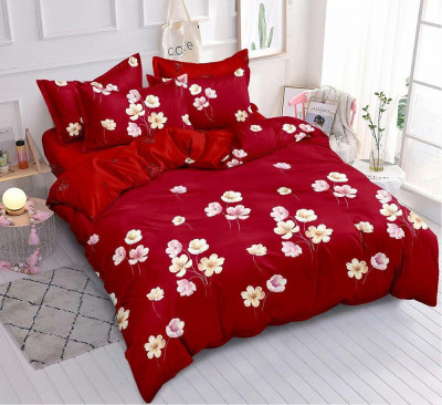 Lenjerie de pat pentru o persoana cu husa elastic pat si 2 fete perna patrata, Silba, bumbac mercerizat, multicolor foto