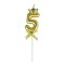 Lumanare pentru tort cifra 5, model coroana, gold, flippy, party