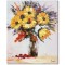 Tablou cu floarea soarelui pictat manual, Ikebana, 50x40cm ulei pe panza in cutit, Leonard Covaci