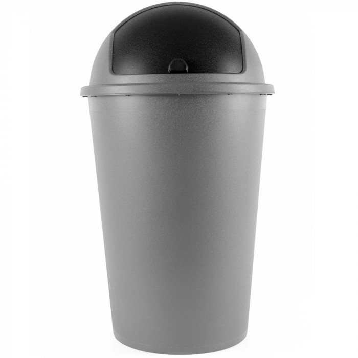 Cos de gunoi cu capac glisant, Plastic, Argintiu, 50 L