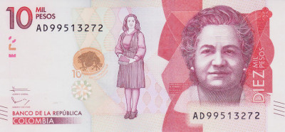 Bancnota Columbia 10.000 Pesos 2015 - P460 UNC foto