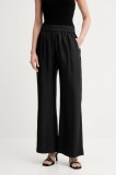 MUNTHE pantaloni de matase ARUM culoarea negru, lat, high waist, 247140524702