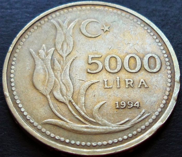 Moneda 5000 LIRE - TURCIA, anul 1994 * cod 2258 C - model MARE