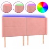 Tablie de pat cu LED, roz, 203x16x118/128 cm, catifea