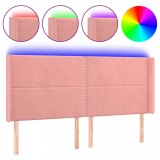 Cumpara ieftin Tablie de pat cu LED, roz, 203x16x118/128 cm, catifea