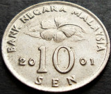 Moneda 10 SEN - MALAEZIA, anul 2001 * cod 79 B, Asia