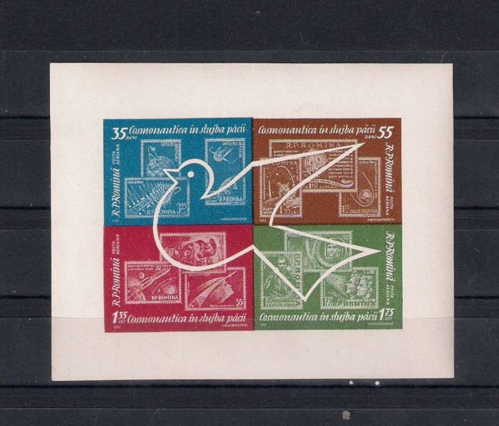 ROMANIA 1962 - COSMONAUTICA IN SLUJBA PACII, COLITA, MNH - LP 541a