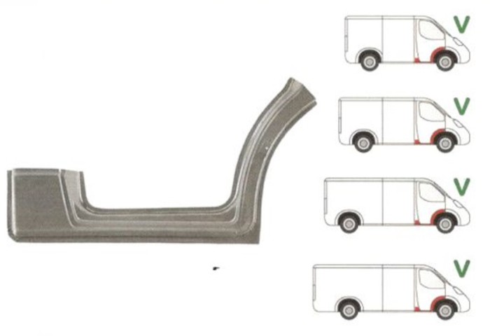 Prag Mercedes Sprinter 209-524 (W906) 07.2006-2017, VW Crafter (2E) 12.2005-04.2017 , Usa Fata Dreapta, cu 1/3 segment interior aripa fata