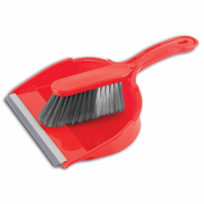 Faras din plastic, cu lamela de cauciuc si perie, MR731, rosu