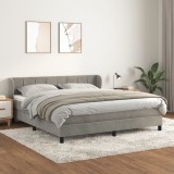 Gossi pat box spring cu saltea, gri deschis, 160x200 cm, catifea