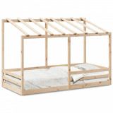 VidaXL Acoperiș pat de copii, alb, 80x200 cm, lemn masiv de pin