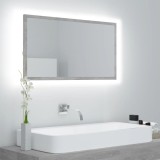 VidaXL Oglindă de baie cu LED, gri beton, 80x8,5x37 cm, acril