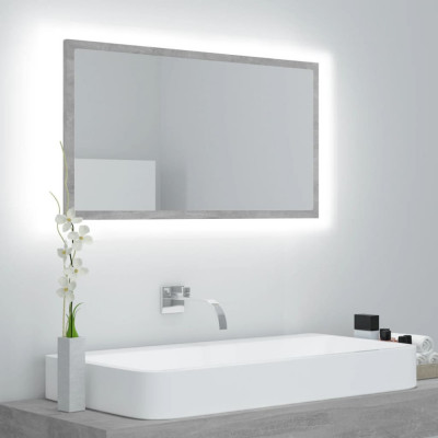 Oglinda de baie cu LED, gri beton, 80x8,5x37 cm, acril GartenMobel Dekor foto