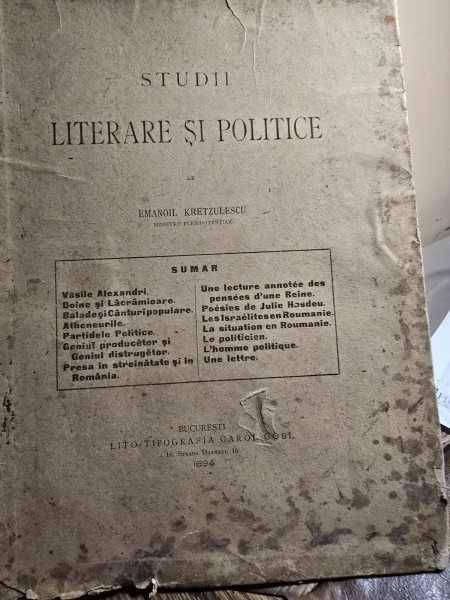 Studii literare si politice - Emanoil Kretzulescu