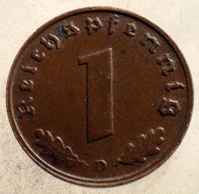 2.517 GERMANIA WWII 1 REICHSPFENNIG 1939 D foto