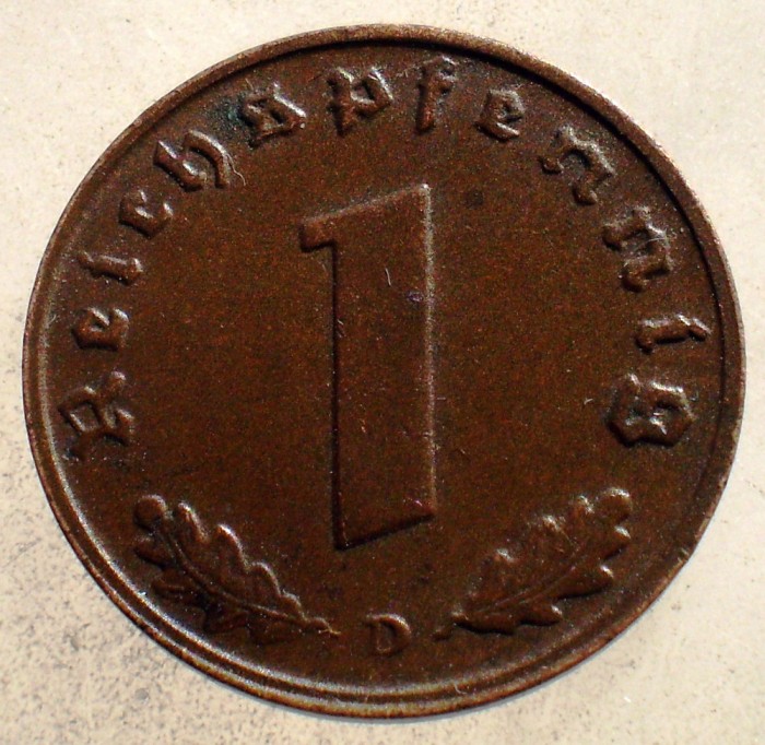 2.517 GERMANIA WWII 1 REICHSPFENNIG 1939 D