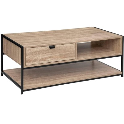 Masuta cafea 5Five Aliaj cu design rectangular, finisaj stejar, 100x40x50 cm, bej Household NewTrend foto