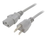 Cablu alimentare 3x18AWG IEC C13 mamă, NEMA 5-15, 2m, 10A - gri