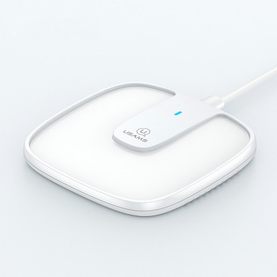 Incarcator Retea USAMS, Ultra-thin Magnetic Fast Wireless Charger With Cable, US-CD153, White foto