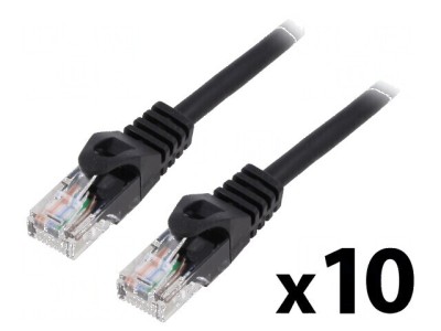 Patch cord U/UTP 5e 0,25m 26AWG CCA PVC negru foto