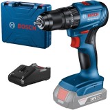 Bosch GSB 185-LI + GAL 18V-40 - Masina de gaurit si insurubat cu percutie fara acumulatori Li-Ion 18 V - Ah 50 Nm valiza plastic + Incarcator acumulat