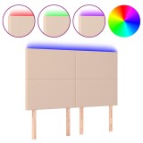 Cumpara ieftin Tablie de pat cu LED, cappuccino, 144x5x118/128 cm, piele eco