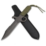 Cumpara ieftin Cutit Vanatoare Full Tang IdeallStore Kaki 34cm, Lama Otel 18.5cm, Teaca Inclusa, Camping, Supravietuire