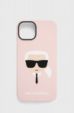 Karl Lagerfeld husa pentru telefon iPhone 14 6,1&quot; culoarea roz