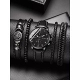 Set Ceas si 4 Bratari pentru Barbati, Negru - 27731, Inovius