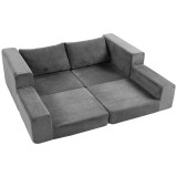 HOMCOM Canapea extensibilă 4-&icirc;n-1 cu funcție de dormit, extensibilă, canapea pliabilă, 2 locuri, Gri | Aosom Romania