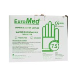 MANUSI CHIRURGICALE NEPUDRATE ALBE (50 BUC BAX) MARIME 7,5