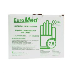 MANUSI CHIRURGICALE NEPUDRATE ALBE (50 BUC BAX) MARIME 7,5