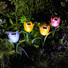 Lampa Solara LED tip Floare Lalea, Inaltime 30cm foto