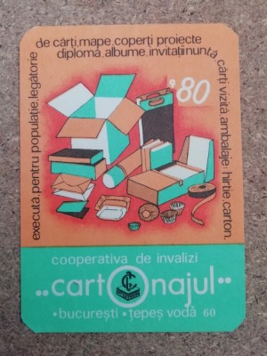 C9 26 - 1980 - Calendar de buzunar - reclama Cooperativa Cartonajul foto