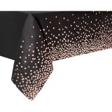 Fata de masa, flippy, din peva, imprimeu buline roz, 137 x 274 cm, impermeabila, fara pete, curatare rapida, negru