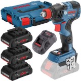 Bosch GDX 18V-200 C + 0615990L1R - Masina de insurubat cu impact 200 Nm + Set 3 acumulatori si incarcator Li-Ion 18 V 4 Ah valiza speciala