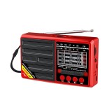 Radio portabil, cu incarcare solara, 5W, Bluetooth, USB, TF/ AM/ FM/ SW1-6, lanterna led, rosu